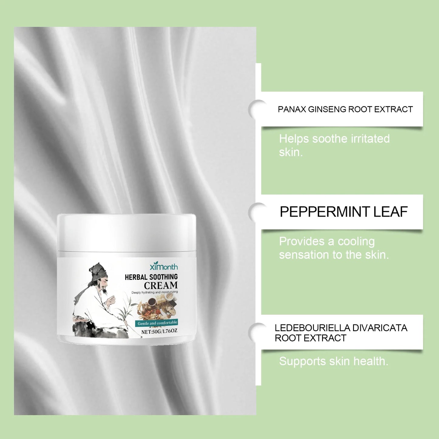 Skin care cream with herbal ingredients