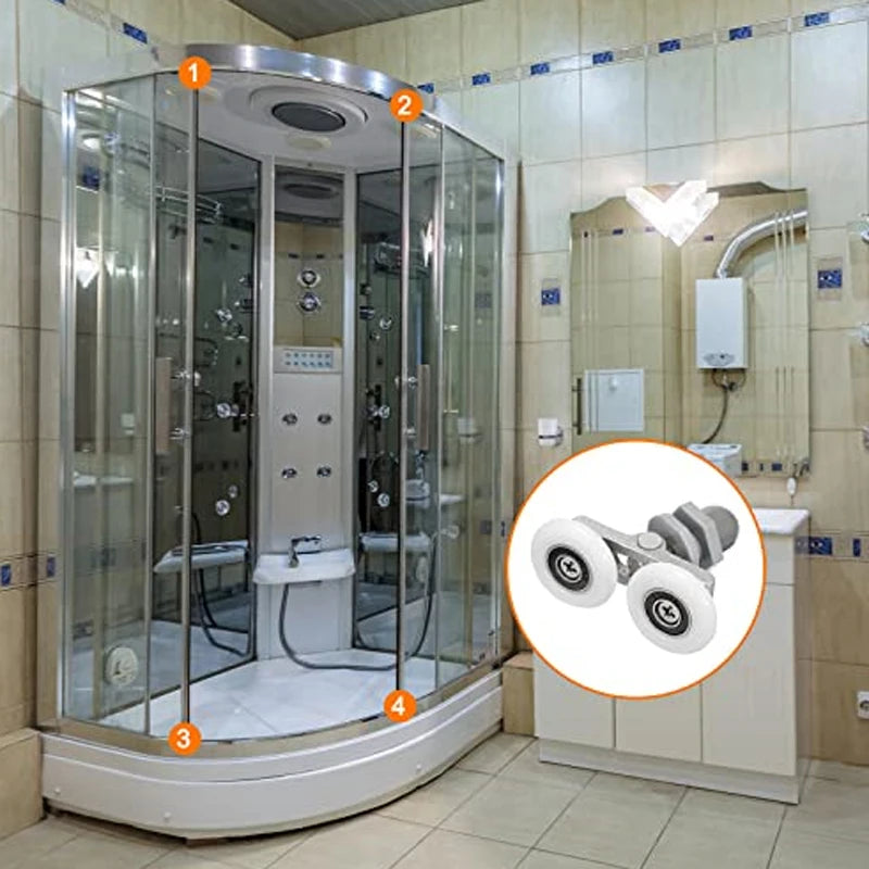 Bathroom glass door rail wheel