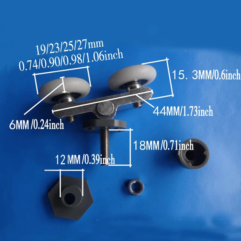 Bathroom glass door rail wheel